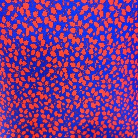 J.Crew one piece ruffle low back blue with small red leaf pattern size 8 - Picture 4 of 12